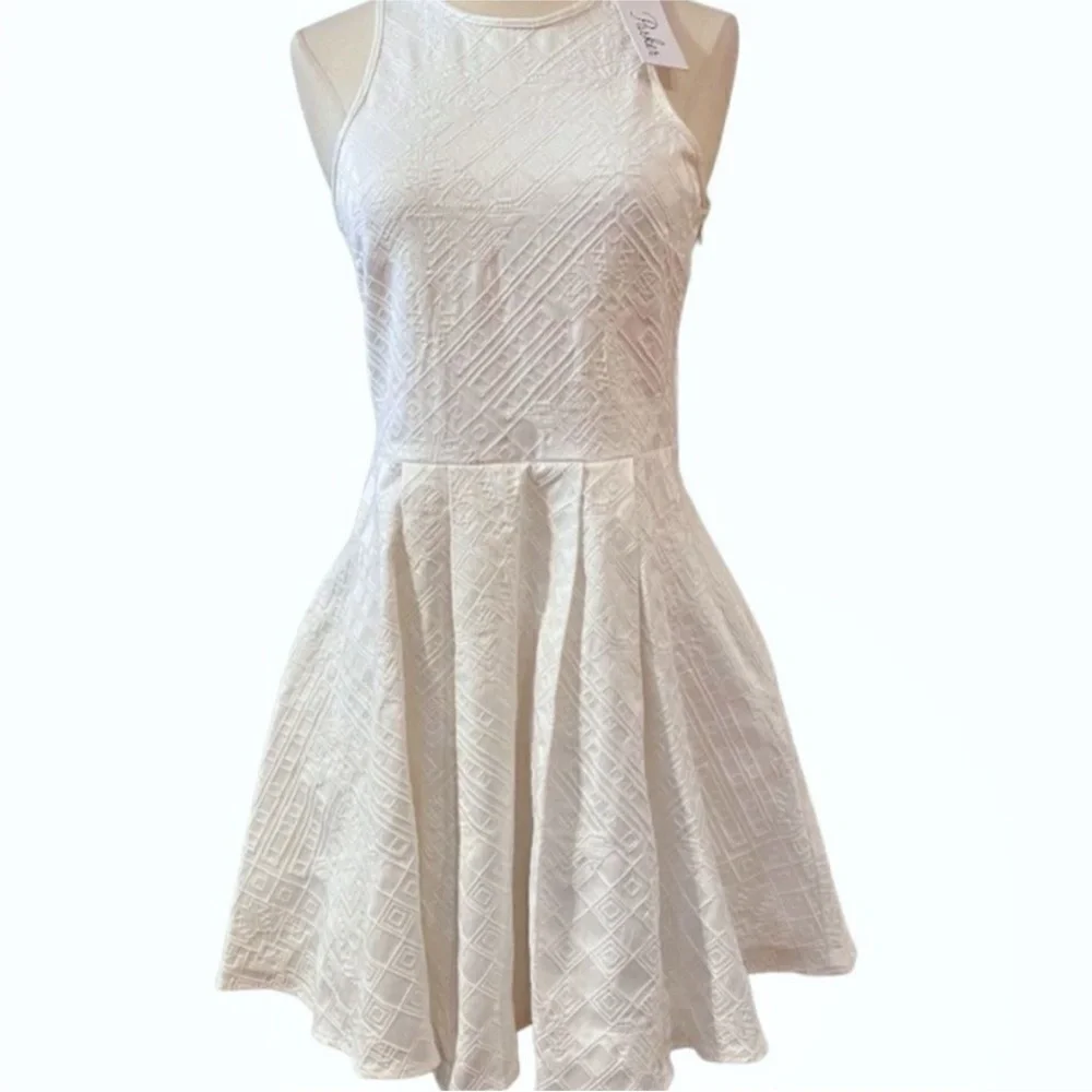 NWT Parker Textured White Fit and Flare Dress - Picture 2 of 3